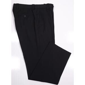 Incotex Solid Black Flat Front Wool Dress Pants Trousers 33x31